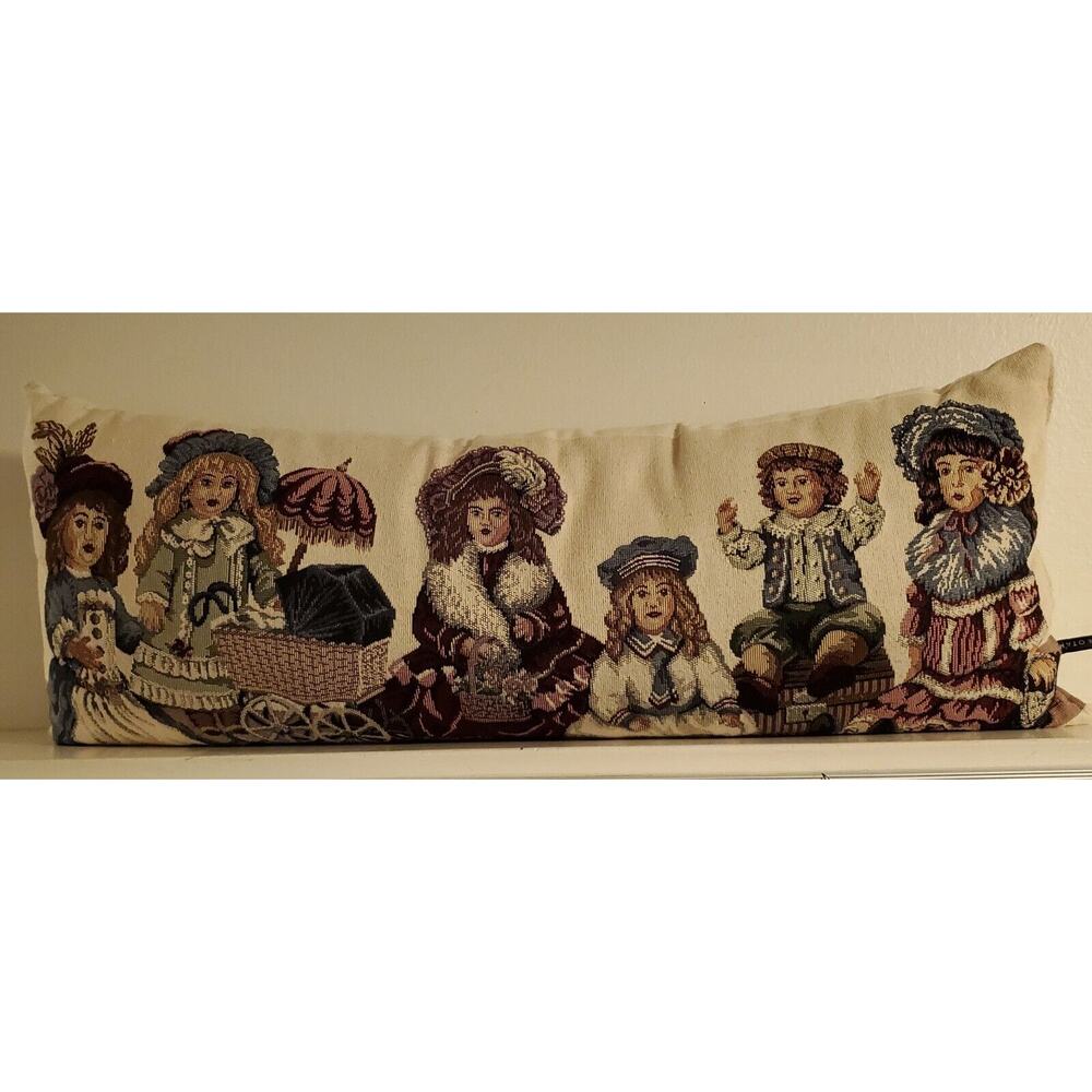 Dakotah Victorian Tapestry Doll Bolster Throw Pillow 32'' x 12'' Needlepoint